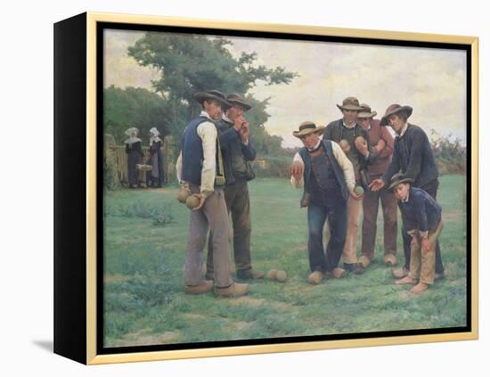 Playing Boules on the Outskirts of Concarneau-Theophile Louis Deyrolle-Framed Premier Image Canvas