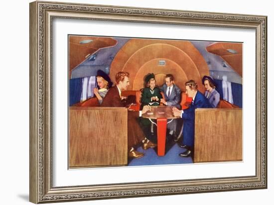 Playing Cards on Board the Plane-null-Framed Art Print