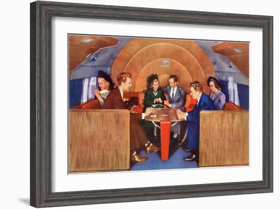 Playing Cards on Board the Plane-null-Framed Art Print