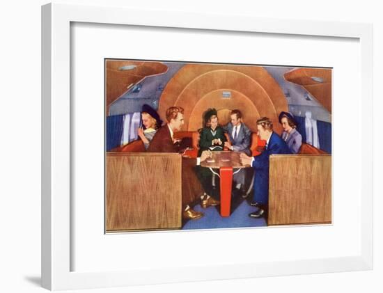 Playing Cards on Board the Plane-null-Framed Art Print