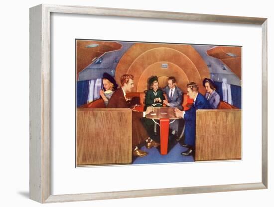 Playing Cards on Board the Plane-null-Framed Art Print