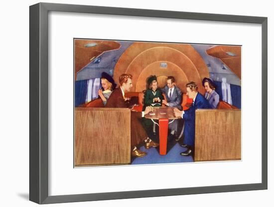 Playing Cards on Board the Plane-null-Framed Art Print