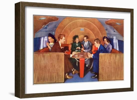 Playing Cards on Board the Plane-null-Framed Art Print