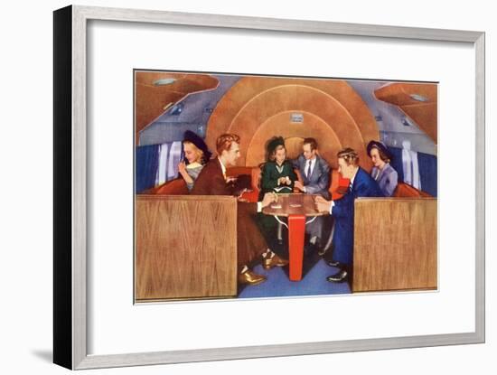 Playing Cards on Board the Plane-null-Framed Art Print