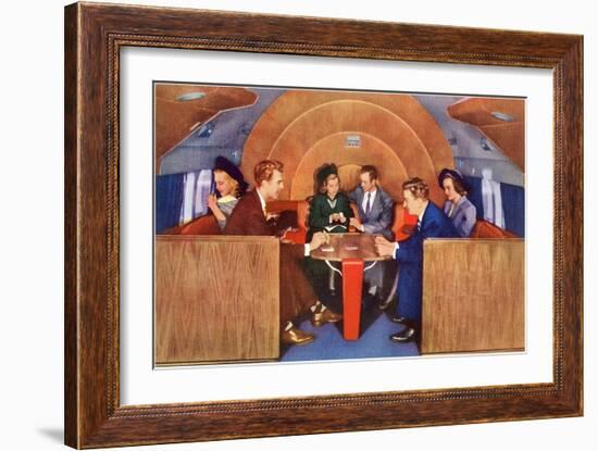 Playing Cards on Board the Plane-null-Framed Art Print