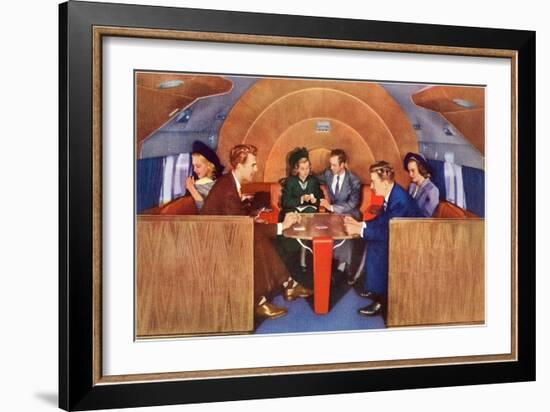 Playing Cards on Board the Plane-null-Framed Art Print