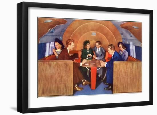 Playing Cards on Board the Plane-null-Framed Art Print