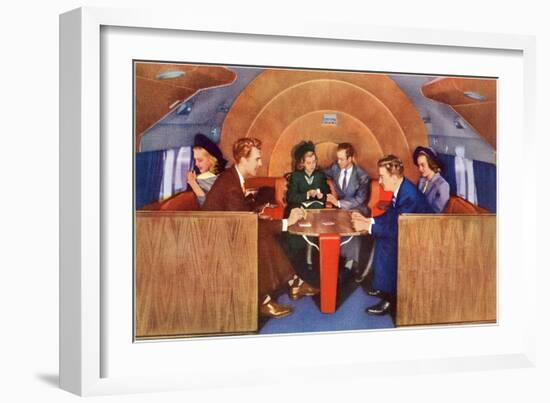 Playing Cards on Board the Plane-null-Framed Art Print