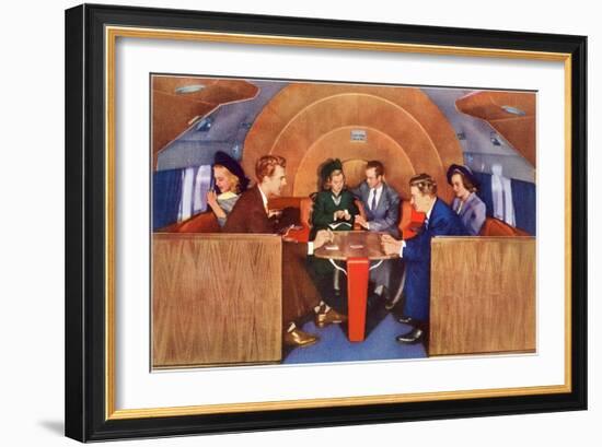 Playing Cards on Board the Plane-null-Framed Art Print