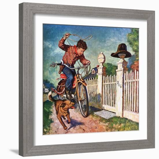 "Playing Cowboy", June 23, 1951-Amos Sewell-Framed Giclee Print