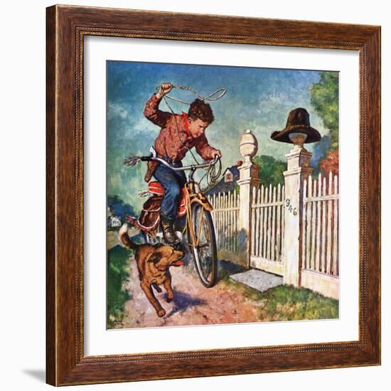"Playing Cowboy", June 23, 1951-Amos Sewell-Framed Giclee Print