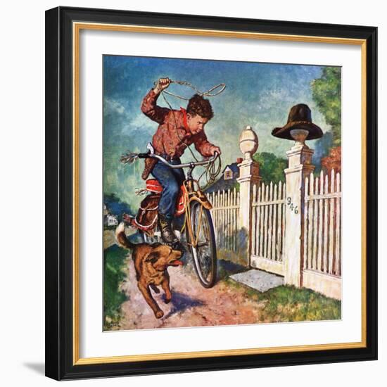 "Playing Cowboy", June 23, 1951-Amos Sewell-Framed Giclee Print