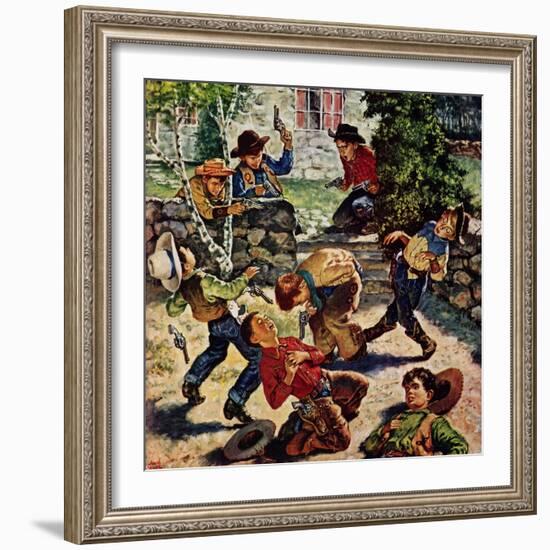 "Playing Cowboy", March 11, 1950-Amos Sewell-Framed Giclee Print