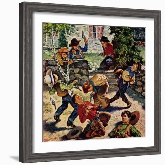 "Playing Cowboy", March 11, 1950-Amos Sewell-Framed Giclee Print