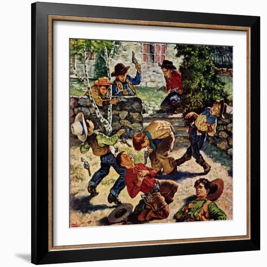 "Playing Cowboy", March 11, 1950-Amos Sewell-Framed Giclee Print