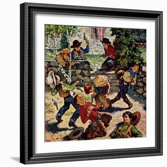 "Playing Cowboy", March 11, 1950-Amos Sewell-Framed Giclee Print