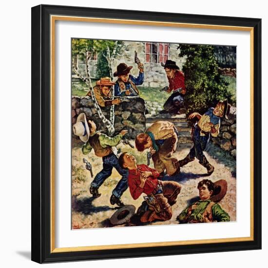 "Playing Cowboy", March 11, 1950-Amos Sewell-Framed Giclee Print