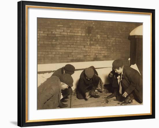 Playing Craps in the Jail Alley, Albany, New York, c.1910-Lewis Wickes Hine-Framed Photo