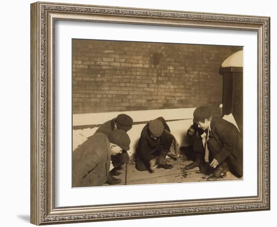 Playing Craps in the Jail Alley, Albany, New York, c.1910-Lewis Wickes Hine-Framed Photo