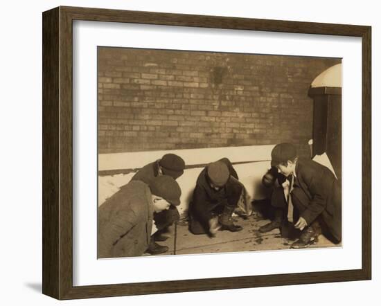 Playing Craps in the Jail Alley, Albany, New York, c.1910-Lewis Wickes Hine-Framed Photo