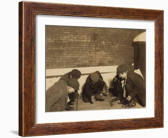 Playing Craps in the Jail Alley, Albany, New York, c.1910-Lewis Wickes Hine-Framed Photo