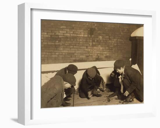 Playing Craps in the Jail Alley, Albany, New York, c.1910-Lewis Wickes Hine-Framed Photo