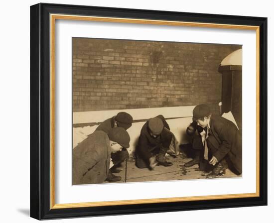 Playing Craps in the Jail Alley, Albany, New York, c.1910-Lewis Wickes Hine-Framed Photo