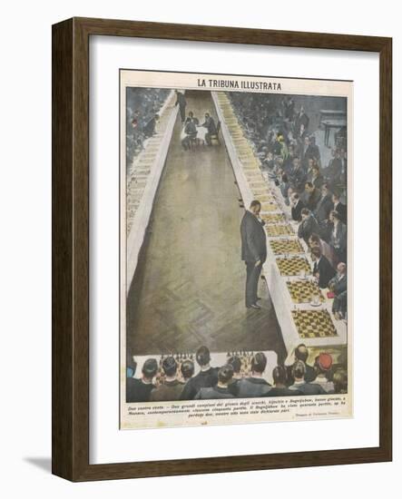 Playing Fifty Games of Chess Simultaneously-Vittorio Pisani-Framed Photographic Print