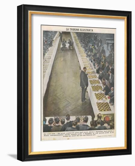 Playing Fifty Games of Chess Simultaneously-Vittorio Pisani-Framed Photographic Print