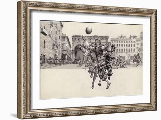 Playing Football in Florence-Pat Nicolle-Framed Giclee Print