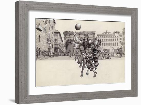 Playing Football in Florence-Pat Nicolle-Framed Giclee Print