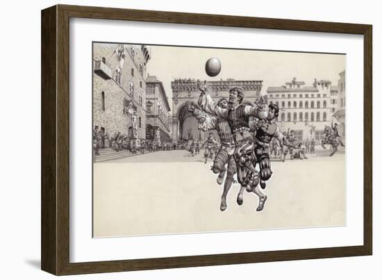 Playing Football in Florence-Pat Nicolle-Framed Giclee Print