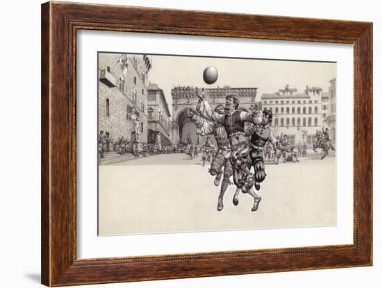 Playing Football in Florence-Pat Nicolle-Framed Giclee Print