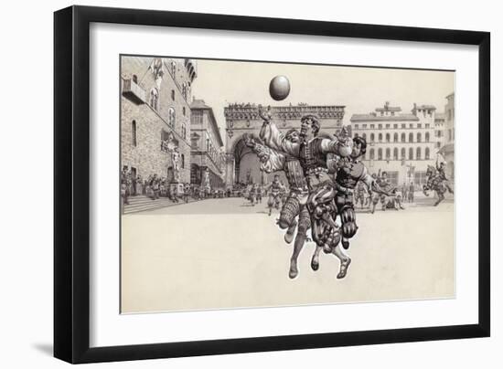 Playing Football in Florence-Pat Nicolle-Framed Giclee Print