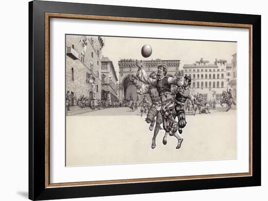 Playing Football in Florence-Pat Nicolle-Framed Giclee Print