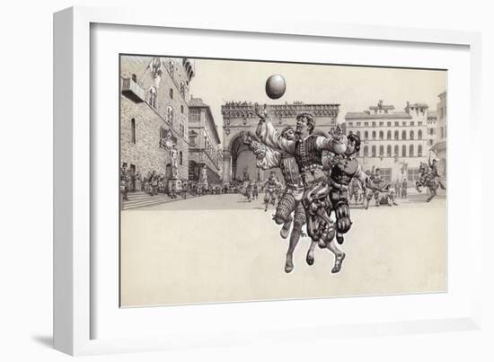 Playing Football in Florence-Pat Nicolle-Framed Giclee Print