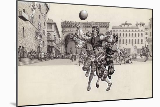 Playing Football in Florence-Pat Nicolle-Mounted Giclee Print