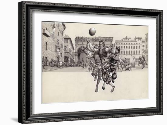 Playing Football in Florence-Pat Nicolle-Framed Giclee Print