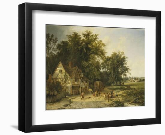 Playing Football Outside the Gun Inn-Alfred Walter Williams-Framed Giclee Print