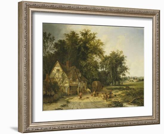 Playing Football Outside the Gun Inn-Alfred Walter Williams-Framed Giclee Print