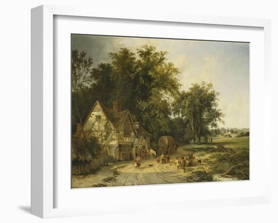 Playing Football Outside the Gun Inn-Alfred Walter Williams-Framed Giclee Print