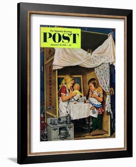 "Playing House" Saturday Evening Post Cover, January 31, 1953-Stevan Dohanos-Framed Giclee Print