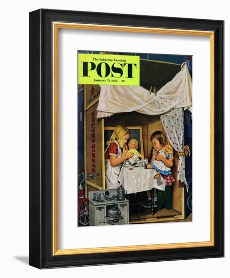 "Playing House" Saturday Evening Post Cover, January 31, 1953-Stevan Dohanos-Framed Giclee Print