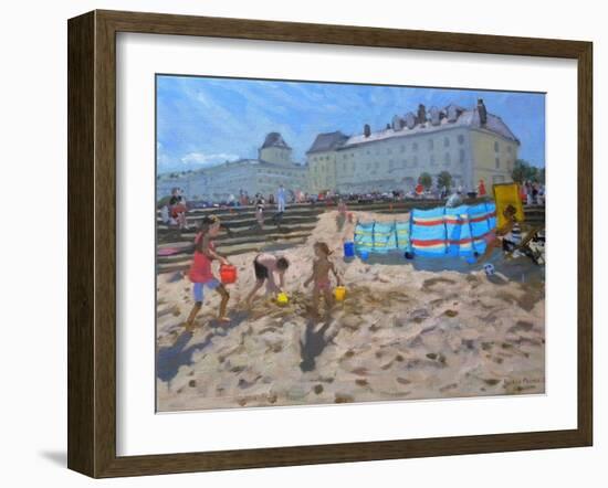 Playing in the Sand, Llandudno, 2010-Andrew Macara-Framed Giclee Print