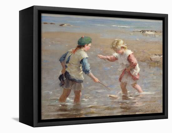 Playing in the Shallows-William Marshall Brown-Framed Premier Image Canvas