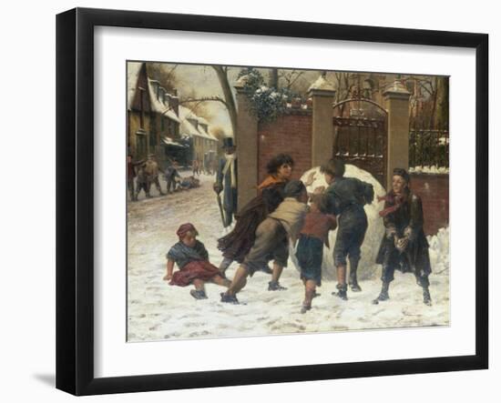Playing in the Snow, 1875-Herbert William Weekes-Framed Giclee Print
