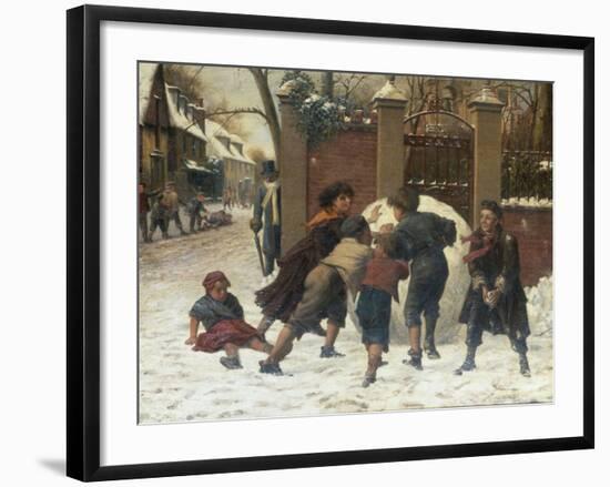 Playing in the Snow, 1875-Herbert William Weekes-Framed Giclee Print