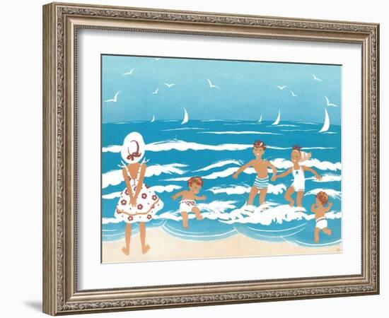 Playing in the Surf - Jack & Jill-Ann Eshner-Framed Giclee Print