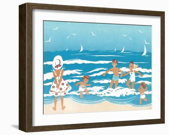 Playing in the Surf - Jack & Jill-Ann Eshner-Framed Giclee Print