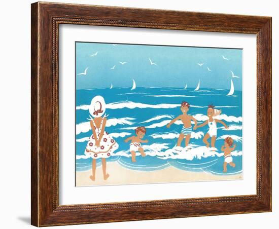Playing in the Surf - Jack & Jill-Ann Eshner-Framed Giclee Print
